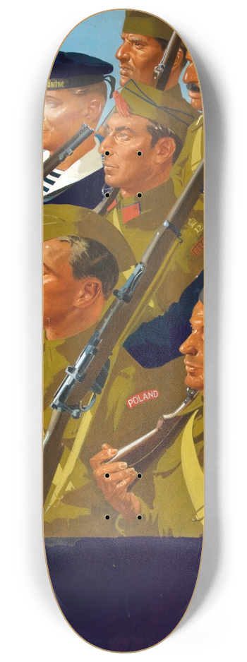 William Little - Allied European servicemen marching together 8.25 inch art skate deck