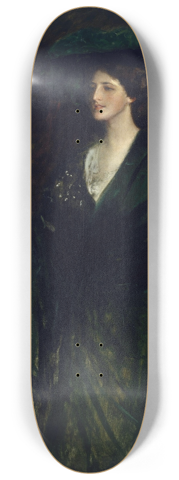 William Merritt Chase - The Emerald Lady 8.25 inch art skate deck