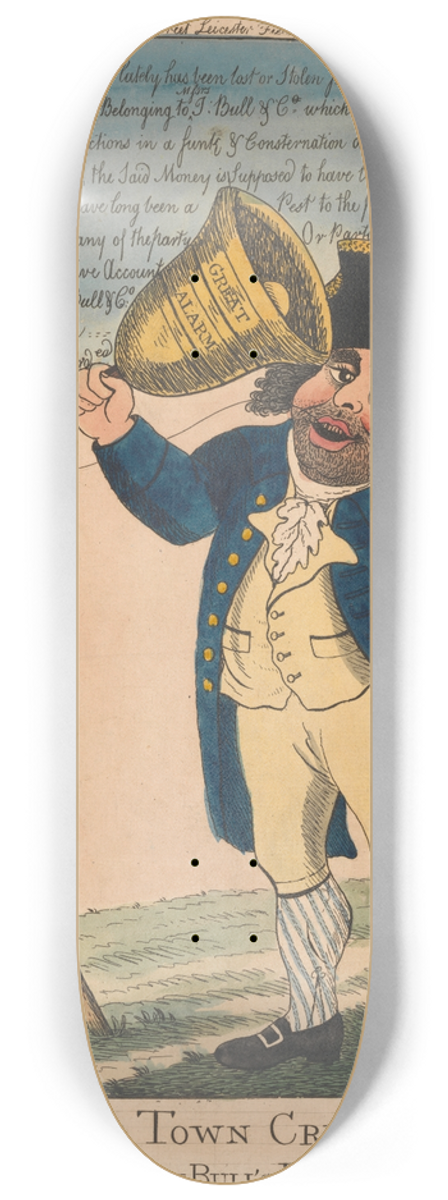 William O'Keefe - The Town Cryer, in Search of John Bulls Lost Property 8.25 inch art skate deck