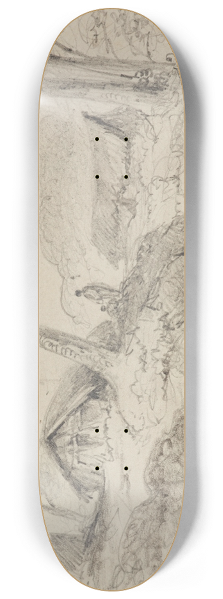 William Swainson - Huts at the Mangaroa Bridge 8.25 inch art skate deck