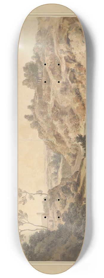 William Taverner - Hilly Landscape with Two Figures on a Road 8.25 inch art skate deck