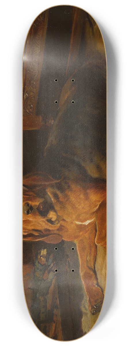 William Woodhouse - A bloodhound by the fireside 8.25 inch art skate deck