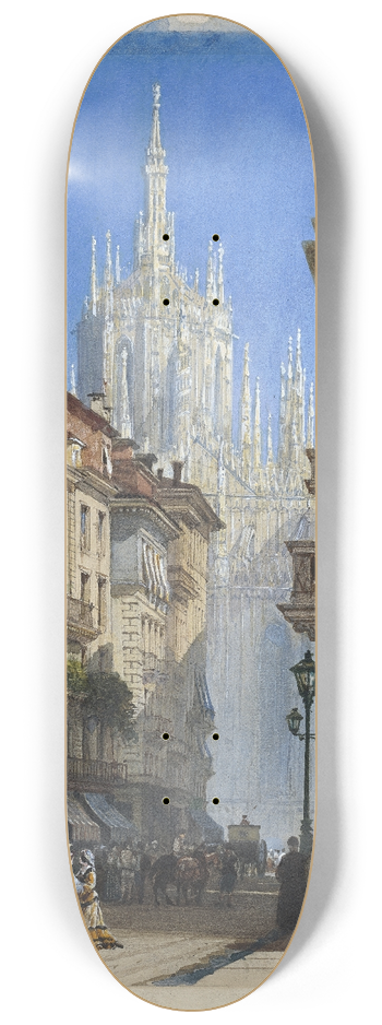 William Wyld - The Duomo in Milan from a Side Street 8.25 inch art skate deck