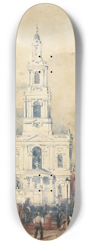 William Wyld - View Of Saint Marys Church, London 8.25 inch art skate deck