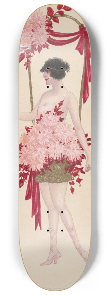 Will R. Barnes - 23-Chrysanthemums (Pink) 8.25 inch art skate deck