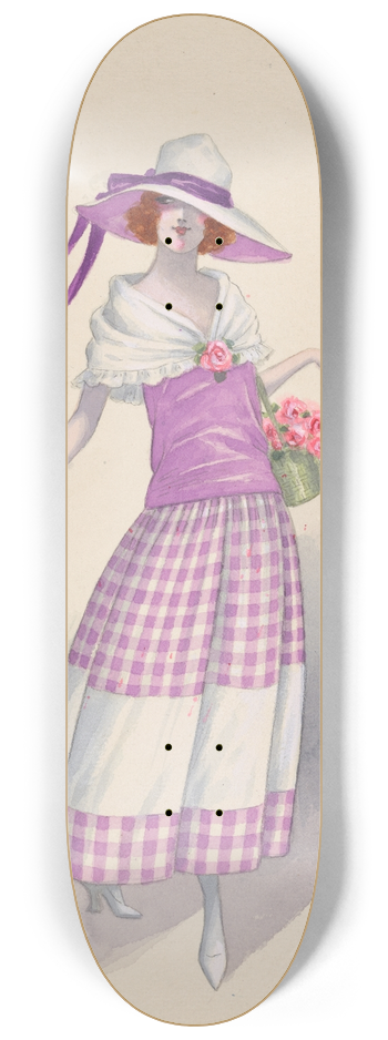 Will R. Barnes - Gingham girl, 5 8.25 inch art skate deck
