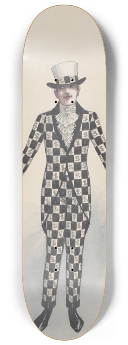 Will R. Barnes - Man in money suit 8.25 inch art skate deck