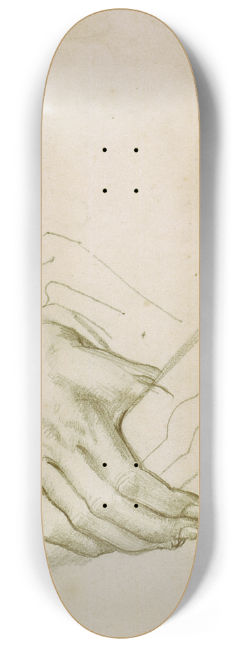 Winifred Knights - Untitled (study of hands)  preparatory drawing for The marriage at Cana 8.25 inch art skate deck