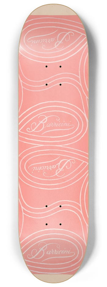 Winold Reiss - calligraphic scrolls and script on salmon background 8.25 inch art skate deck