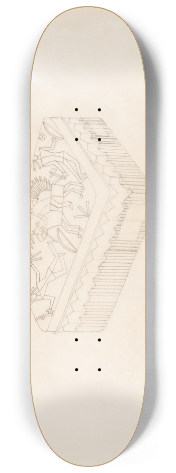 Winold Reiss - Graphic design drawings for Barricini Candy packages. 3-D Study, rectangular candy box with Indian motif 8.25 inch art skate deck