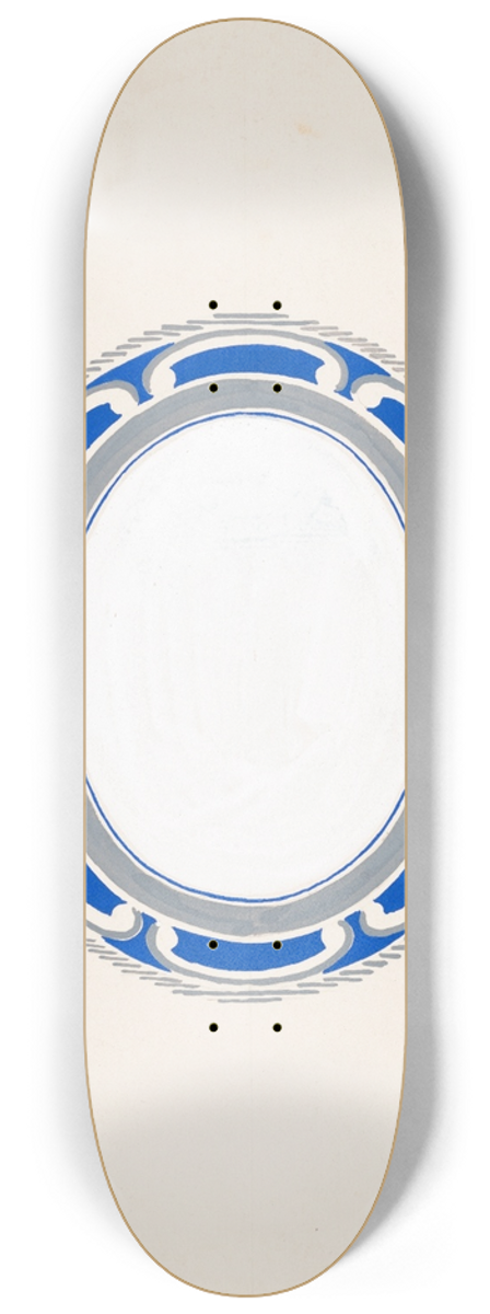 Winold Reiss - Sketch for oval medallion and Ruppert Beer blue and silver logo 8.25 inch art skate deck