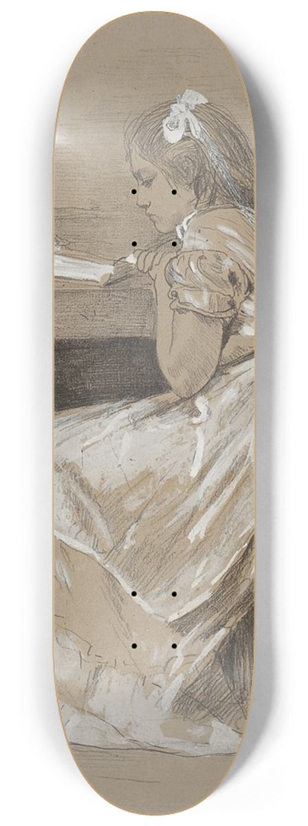 Winslow Homer - Girl Reading at Her Desk 8.25 inch art skate deck