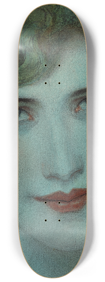 Wladyslaw Theodore Benda - Face of blonde girl with earrings 8.25 inch art skate deck