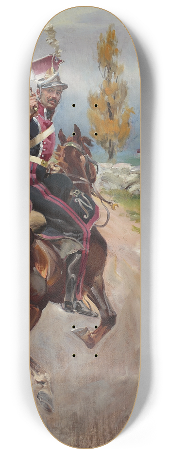 Wojciech Kossak - Light cavalryman on reconnaissance 8.25 inch art skate deck
