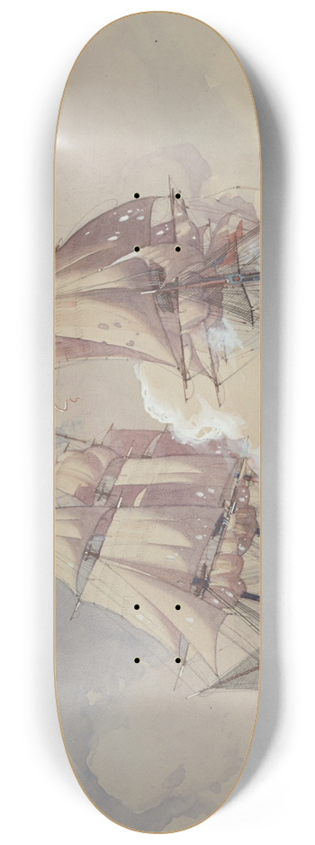 Worden Wood - Action between the U.S.S. Ranger and the H.M.S. Drake, RevolutionaryWar 8.25 inch art skate deck