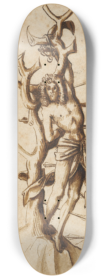 Workshop of Hans Holbein the elder - St. Sebastian as a martyr 8.25 inch art skate deck