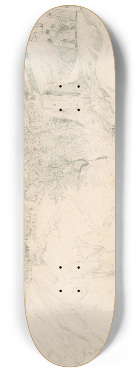 Worthington Whittredge - Hillside with Houses and Figures 8.25 inch art skate deck