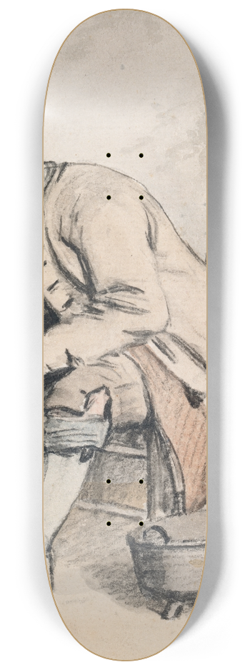 Wybrand Hendriks - A Seated Man Leaning over a Pail 8.25 inch art skate deck