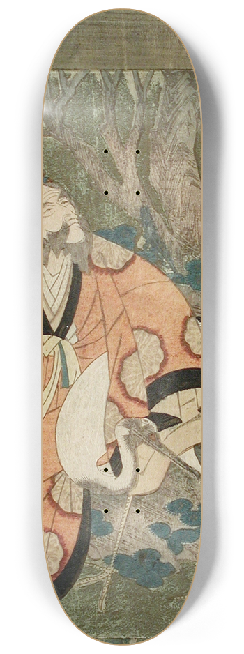 Yashima Gakutei - Daoist Immortal Rin Nasei and a Crane 8.25 inch art skate deck