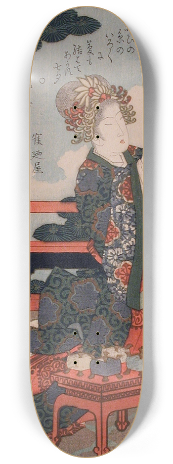 Yashima Gakutei - Representing the Tanabata Festival; Weaver Princess Threading a Needle 8.25 inch art skate deck