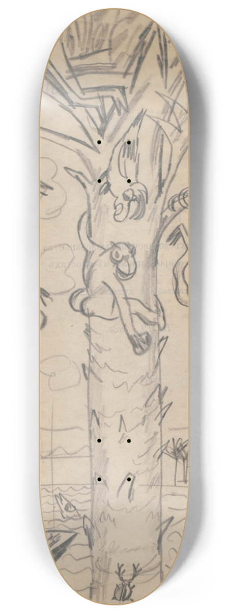 Zygmunt Waliszewski - Humorous drawing for nephew Alik, X 8.25 inch art skate deck