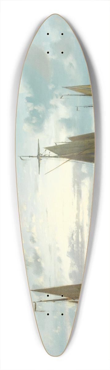Abraham Hulk - Fishing Boats On The Scheldt 39.3 inch art pintail longboard deck