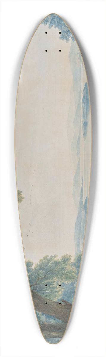 Abraham-Louis-Rodolphe Ducros - An extensive view with a lake outside Rome (possibly Lake Bolsena), with figures 39.3 inch art pintail longboard deck