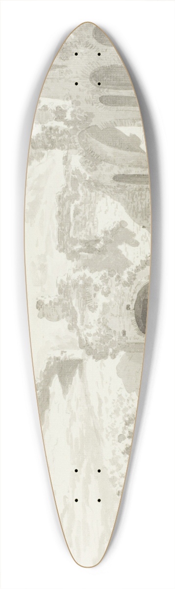 Abraham-Louis-Rodolphe Ducros - Gezicht op een gedeelte van het toneel en de muur daarachter van het theater van Taormine 39.3 inch art pintail longboard deck