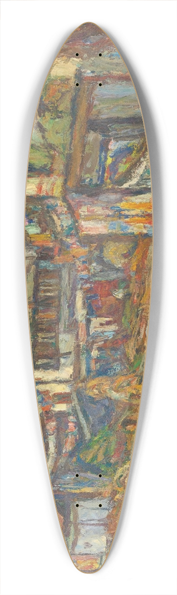 Abraham Manievich - City Scene 39.3 inch art pintail longboard deck