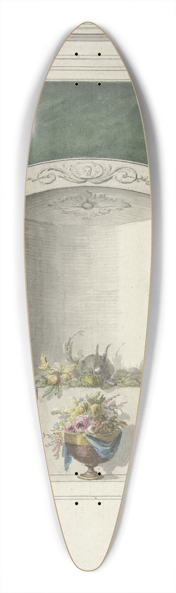 Abraham Meertens - Ontwerp voor kamerversiering met drie nissen waarin bloemenvazen 39.3 inch art pintail longboard deck