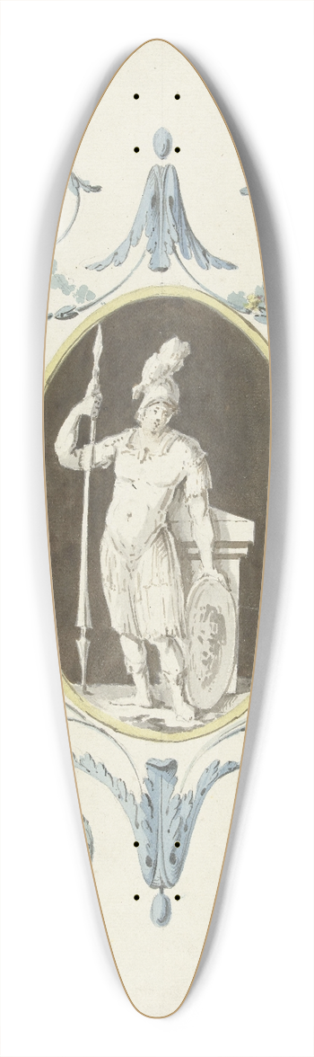 Abraham Meertens - Ontwerp voor kamerversiering met een paneel met een staande krijger 39.3 inch art pintail longboard deck