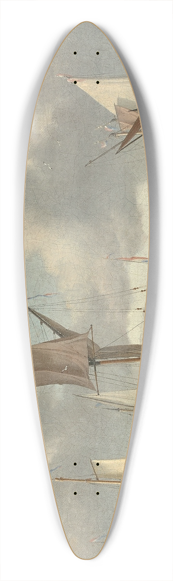 Abraham Storck - Scne de plage anime de personnages 39.3 inch art pintail longboard deck