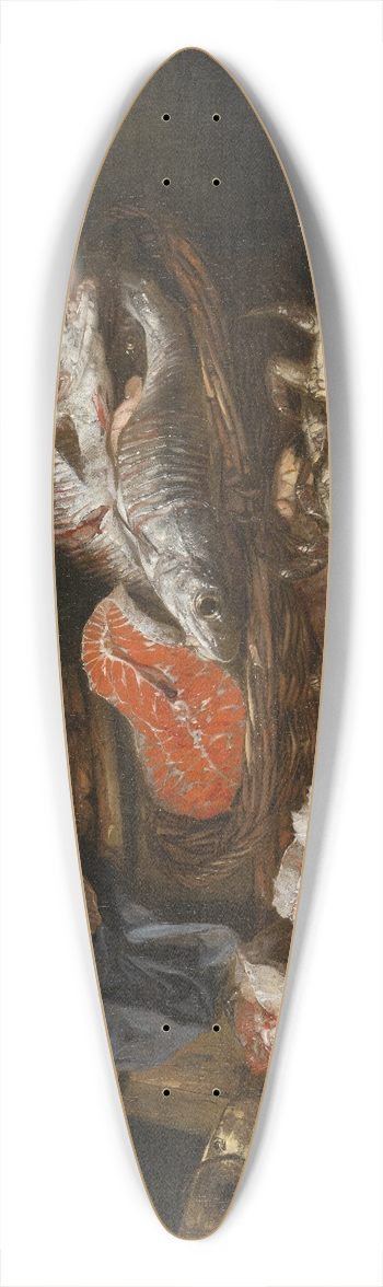 Abraham van Beijeren - Still Life with Fish and Crustaceans 39.3 inch art pintail longboard deck