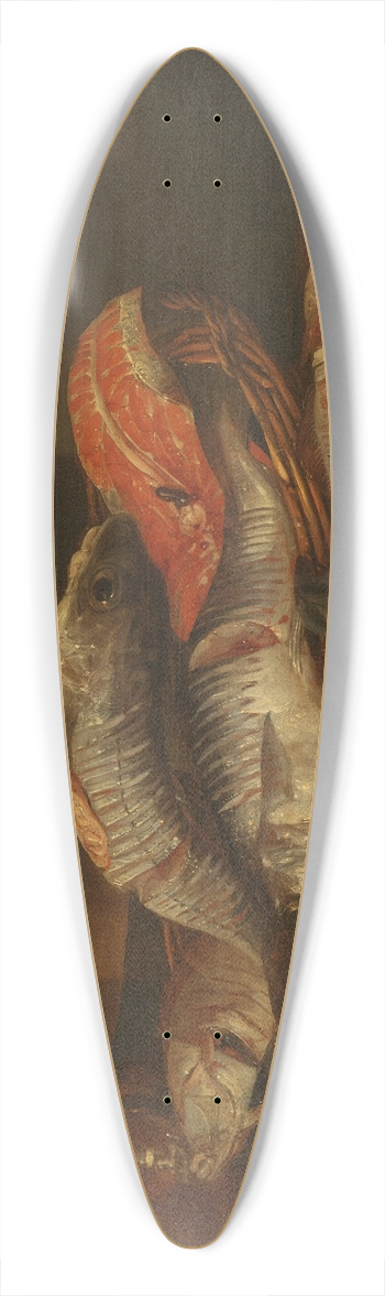 Abraham van Beyeren - Still Life with Fish 39.3 inch art pintail longboard deck