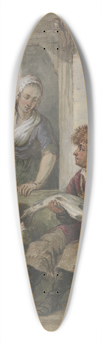 Abraham Van Strij - Fishmonger and Maid at a Door 39.3 inch art pintail longboard deck