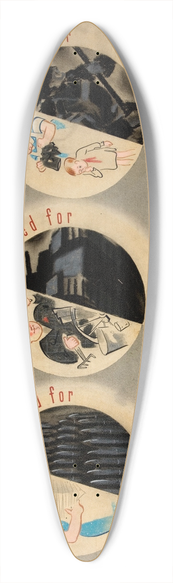 Abram Games - Save waste for war weapons 39.3 inch art pintail longboard deck