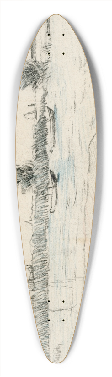 Adolf le Comte - Meer met enkele roeibootjes 39.3 inch art pintail longboard deck