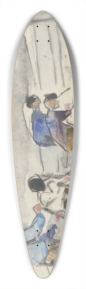 Adolf le Comte - Vier werklieden bezig met grondwerkzaamheden 39.3 inch art pintail longboard deck