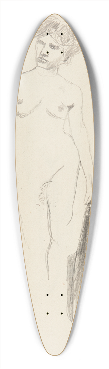 Adolf Sternschuss - akt stojcej kobiety trzymajcej draperi 39.3 inch art pintail longboard deck