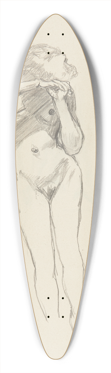 Adolf Sternschuss - akt stojcej kobiety z pochylon gow 39.3 inch art pintail longboard deck