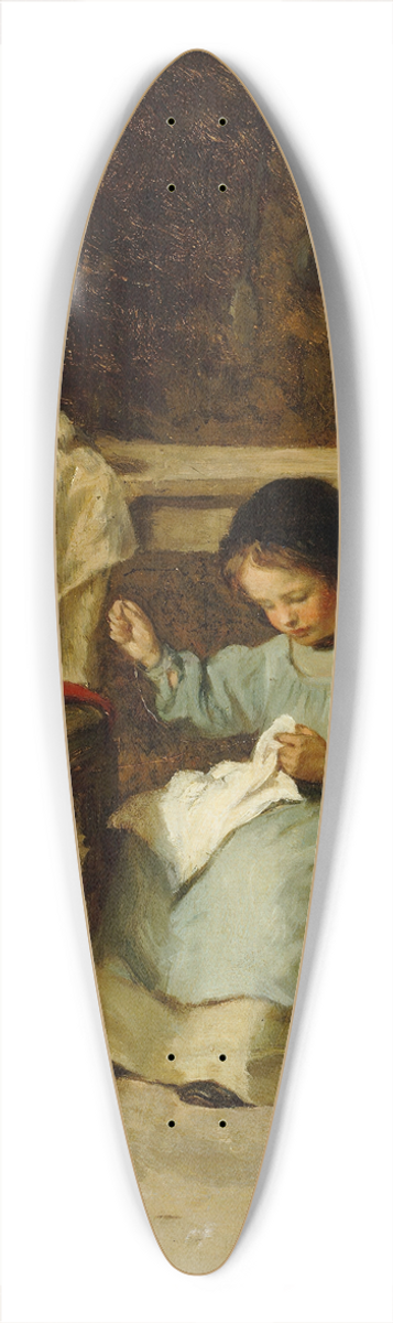 Adolf Von Becker - Girl Sewing 39.3 inch art pintail longboard deck