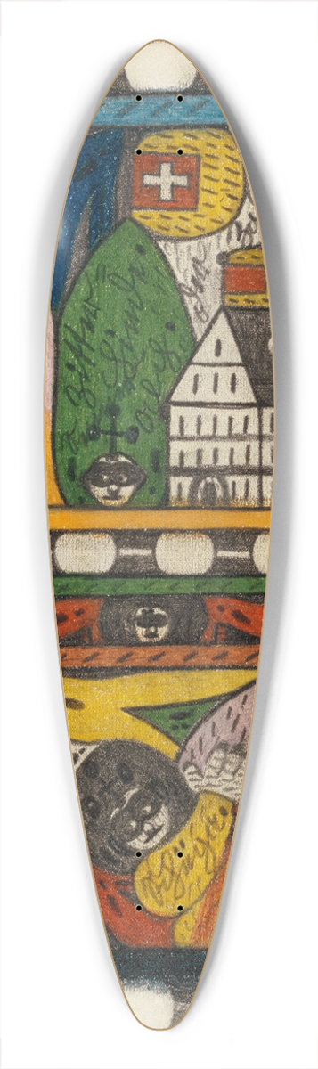 Adolf Wlfli - Der Zohrn, Schiiga und Land=Jger 39.3 inch art pintail longboard deck