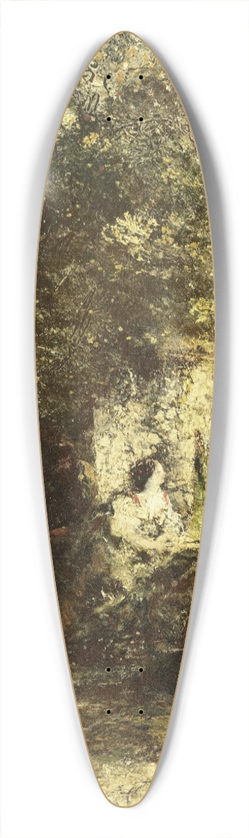 Adolphe Monticelli - Figures near a Fountain 39.3 inch art pintail longboard deck