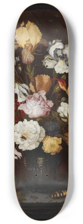 Balthasar van der Ast - Still Life of Flowers in a Glass Vase 8.25 inch art skate deck