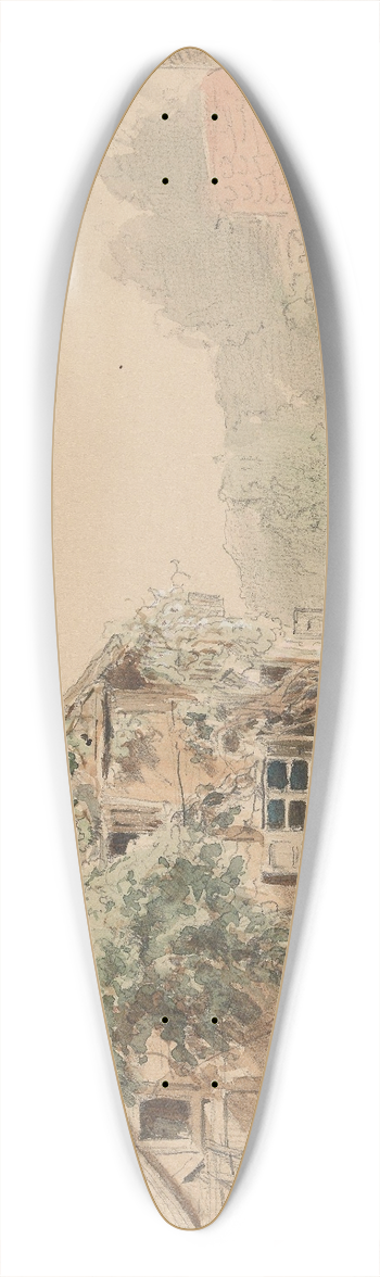 Adolph Tidemand - House by the road 39.3 inch art pintail longboard deck
