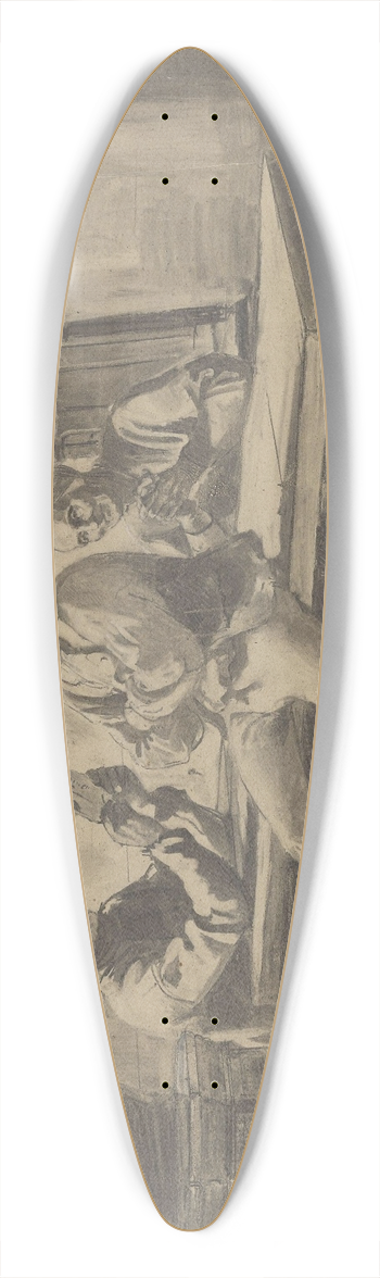Adolph Tidemand - Mann som leser for kone og mann 39.3 inch art pintail longboard deck