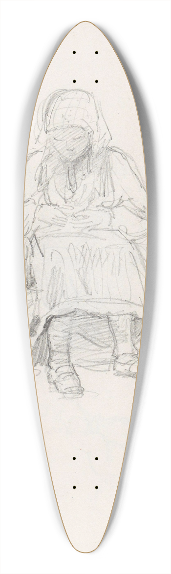 Adolph Tidemand - Sitting female figure 39.3 inch art pintail longboard deck