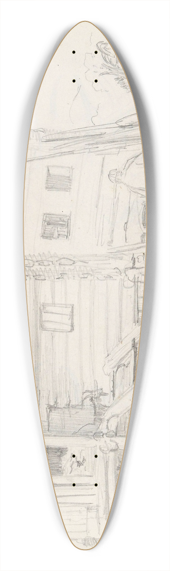 Adolph Tidemand - Skysstasjonen Tangen i Heddal 39.3 inch art pintail longboard deck