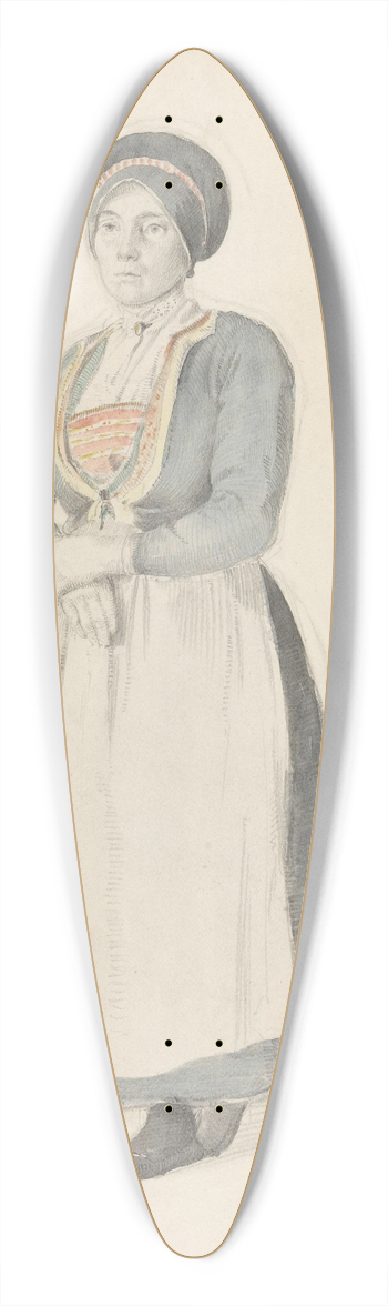 Adolph Tidemand - Stende kvinne i bunad 39.3 inch art pintail longboard deck