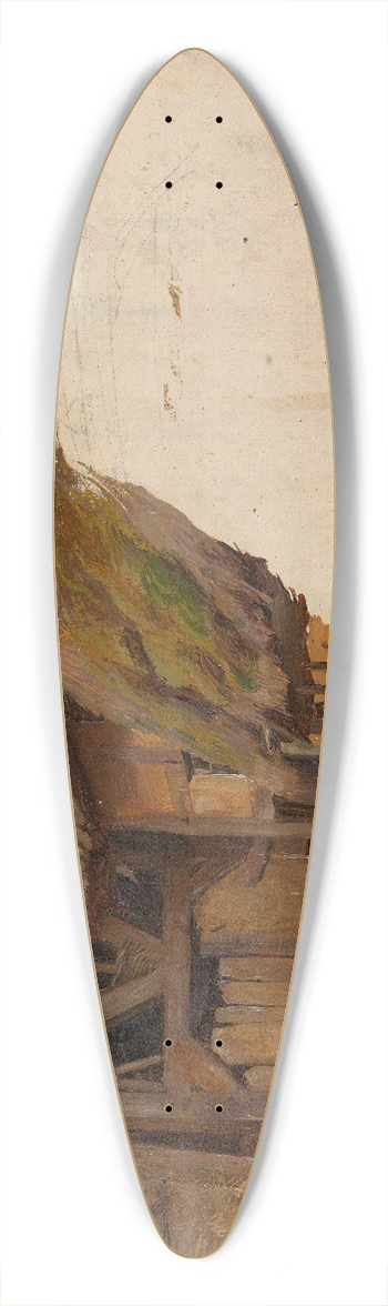 Adolph Tidemand - Study of an old Farm 39.3 inch art pintail longboard deck